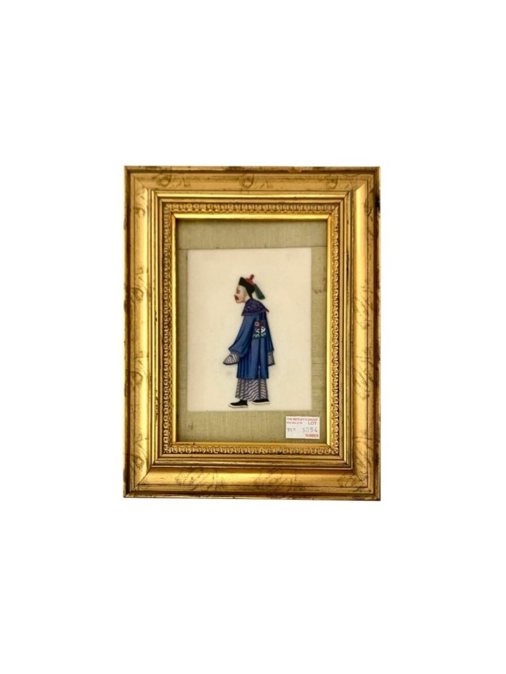 Antique 19th C Chinese Art Pith Painting Court Counselor Oriental Decor